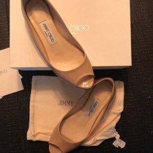 Beige open toed Jimmy Choo Flats